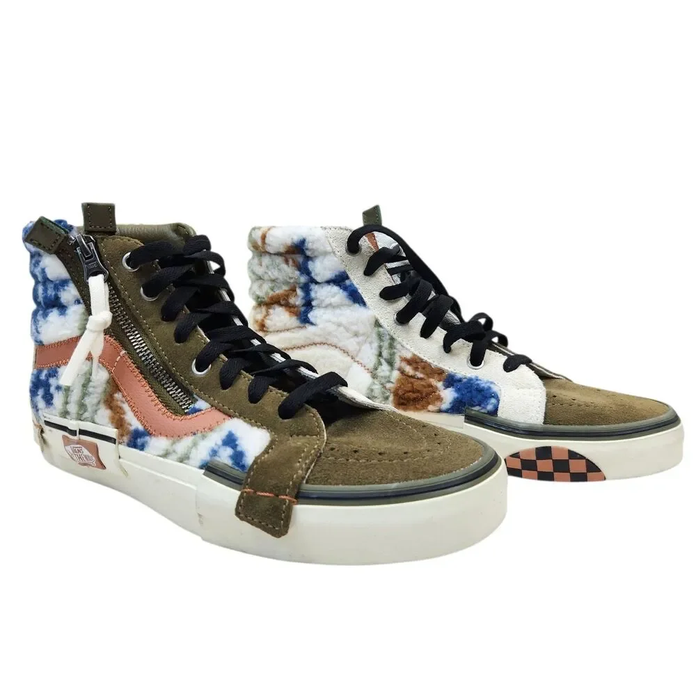 NEW Vans Sk8 Hi Reissue Faux Fur Mixed Material Olive Green Sneakers M 7.5 W 9